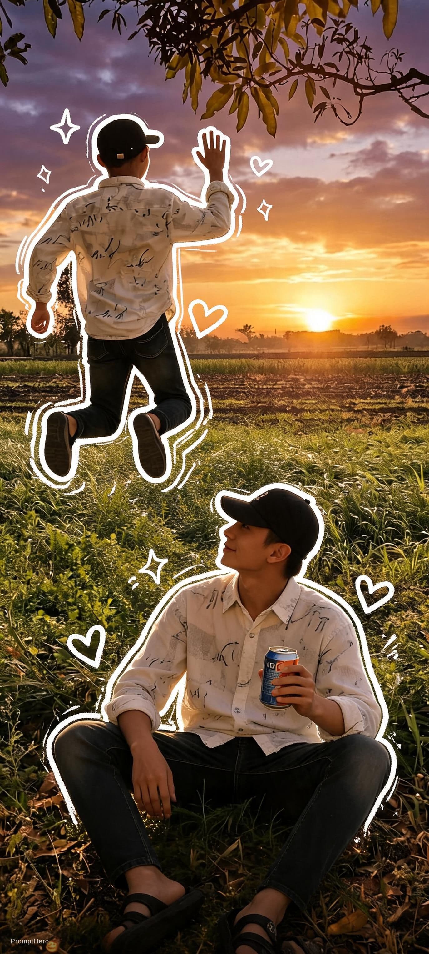 AI generated: expressions: jumping cheerfully waving

sitting relaxed holding a drink cute and playful expressions...