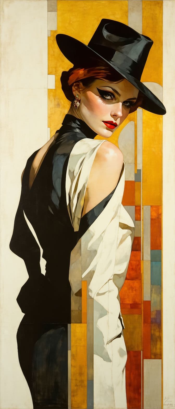 AI generated: Art Deco, 1920s style, roaring twenties era,  richly detailed portrait inspired by the techniques of...