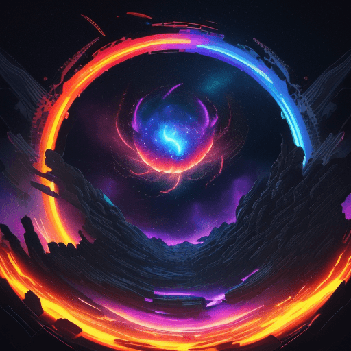 AI generated: cybernetic flames levelling up dragon eggs surround in rainbow fire and flame drops scenery, landsca...