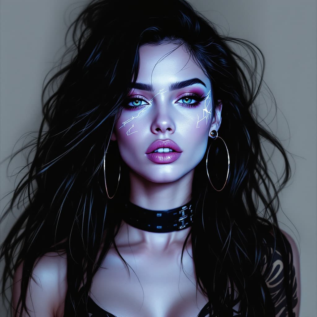 AI generated: https://s.mj.run/kPXAdpGT3PQ using this image draw up a latina chick that belongs to they cyberpunk ...