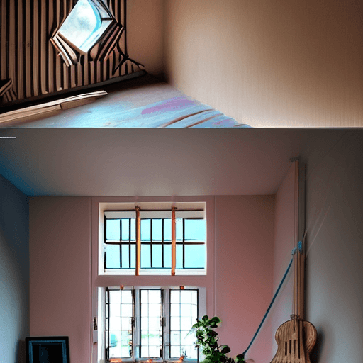 AI generated: High resolution photography interior design, dreamy sunken living room conversation pit, wooden floo...