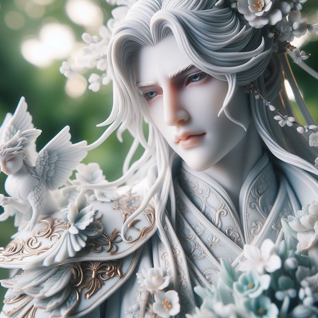 AI generated: Porcelain Darius: Capture the delicate beauty of Porcelain Darius in a hyper-realistic photograph se...