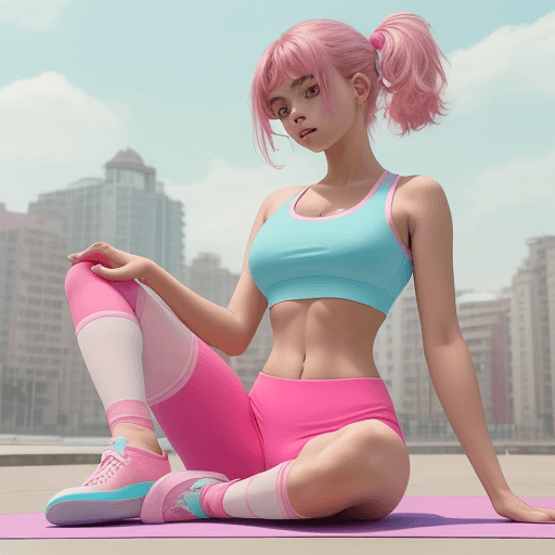 AI generated: Highest quality, perfect masterpiece, perfect art, 8K, (young and energetic girl, yoga, wearing pink...