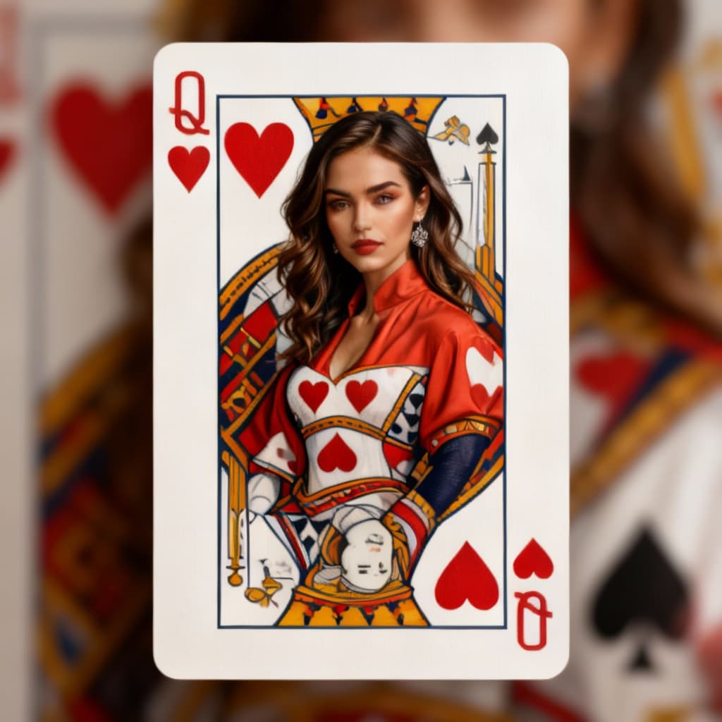AI generated: a real "queen of hearts" playing card