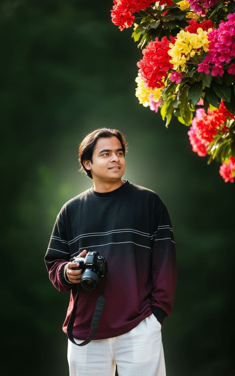 AI generated: Creat a 8k hyper-realistic dark green portrait cinematic image with dramatic smile actions . (upload...