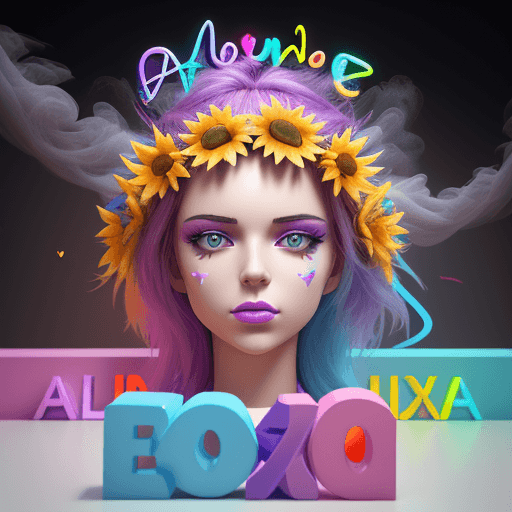 AI generated: Create an image of a Name "ALEXANDRA" written on the background, small colorful touches of 3D paint ...