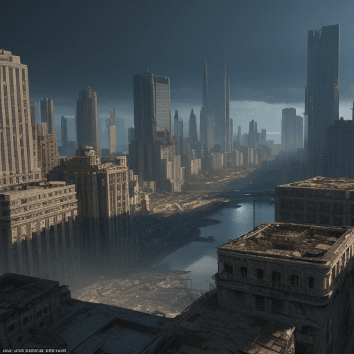 AI generated: Crumbling City, unreal engine, global illumination, detailed and intricate environment