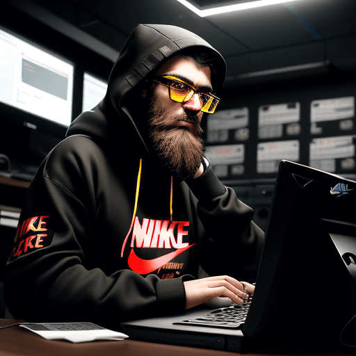 AI generated: hacker, dark room, coder, computer, man, medium beard, cool, grunge, (typing), ultra detailed and de...