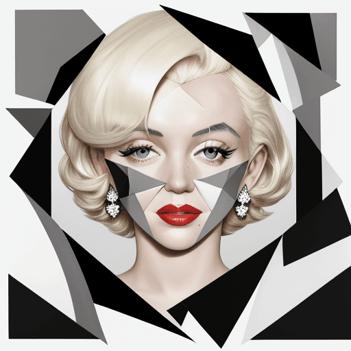 AI generated: magazine and newspaper collage of A close-up portrait of a woman Like Marilyn monroe with short plat...