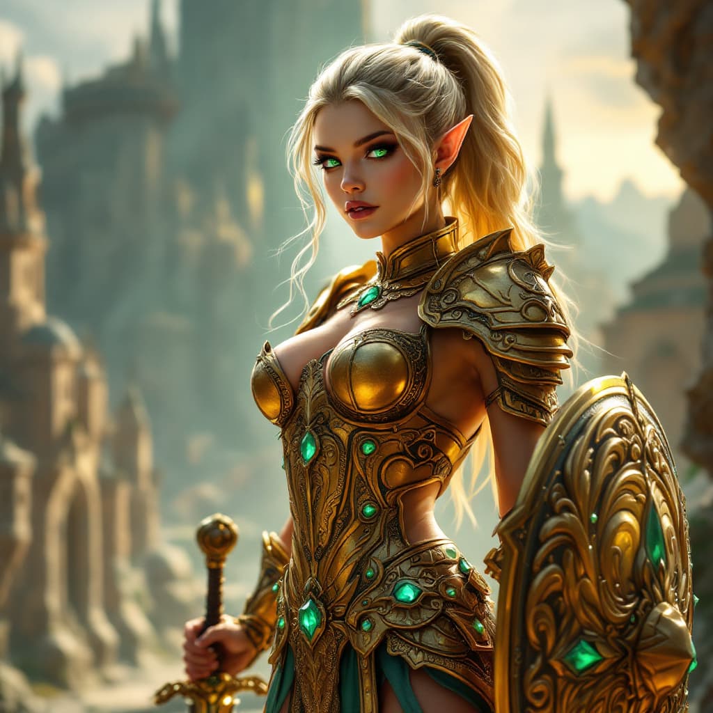 AI generated: ((Full body)), small, highly detailed ((Blood Elf from World of Warcraft)), powerful and seductive p...