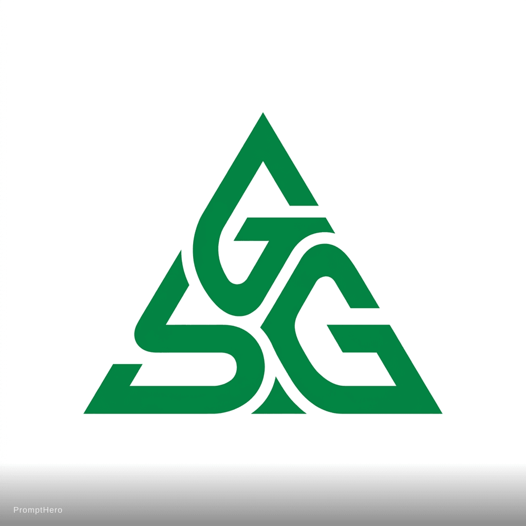 AI generated: create SGG logo with green color with a triangular shape
