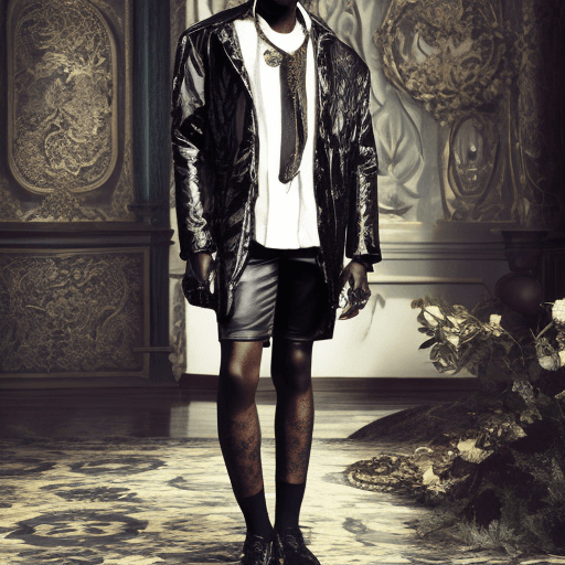 AI generated: Black man in a gothic paradise fashion editorial