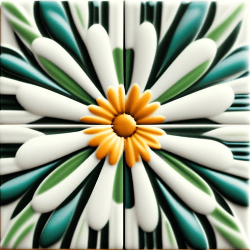 AI generated: 	3D full color daisies—tile