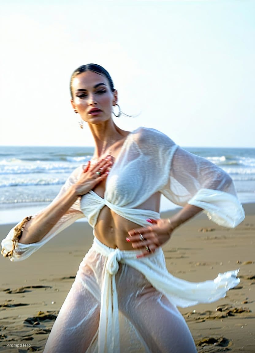 AI generated: Move her hands on her chest repeat the movement of the chest dance



Our AI Clothes Remover transfo...