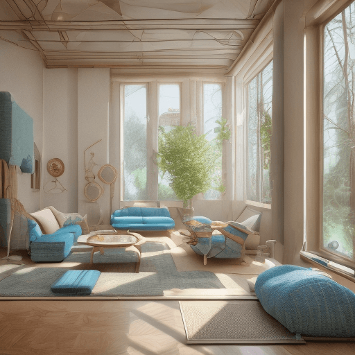 AI generated: High resolution photography interior design, dreamy sunken living room conversation pit, wooden floo...