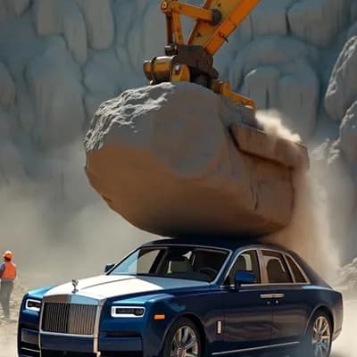 AI generated video: crash test hang object fell on car 