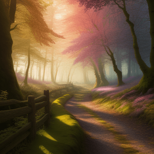 AI generated: farbenprächtiges bild, lumiessence, fantasy, landschaft wald wüste, farbelwesen, 8k 
