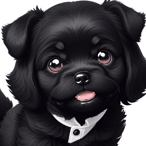 AI generated: A charming and adorable illustration of a Black Puppy, rendered in a cute anime style. The Little Do...