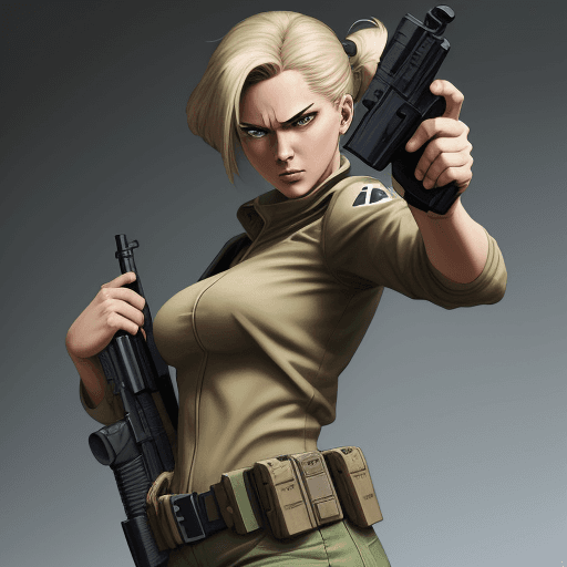 AI generated: an image of an animation character holding a gun, in the style of womancore, comic art, realistic oi...