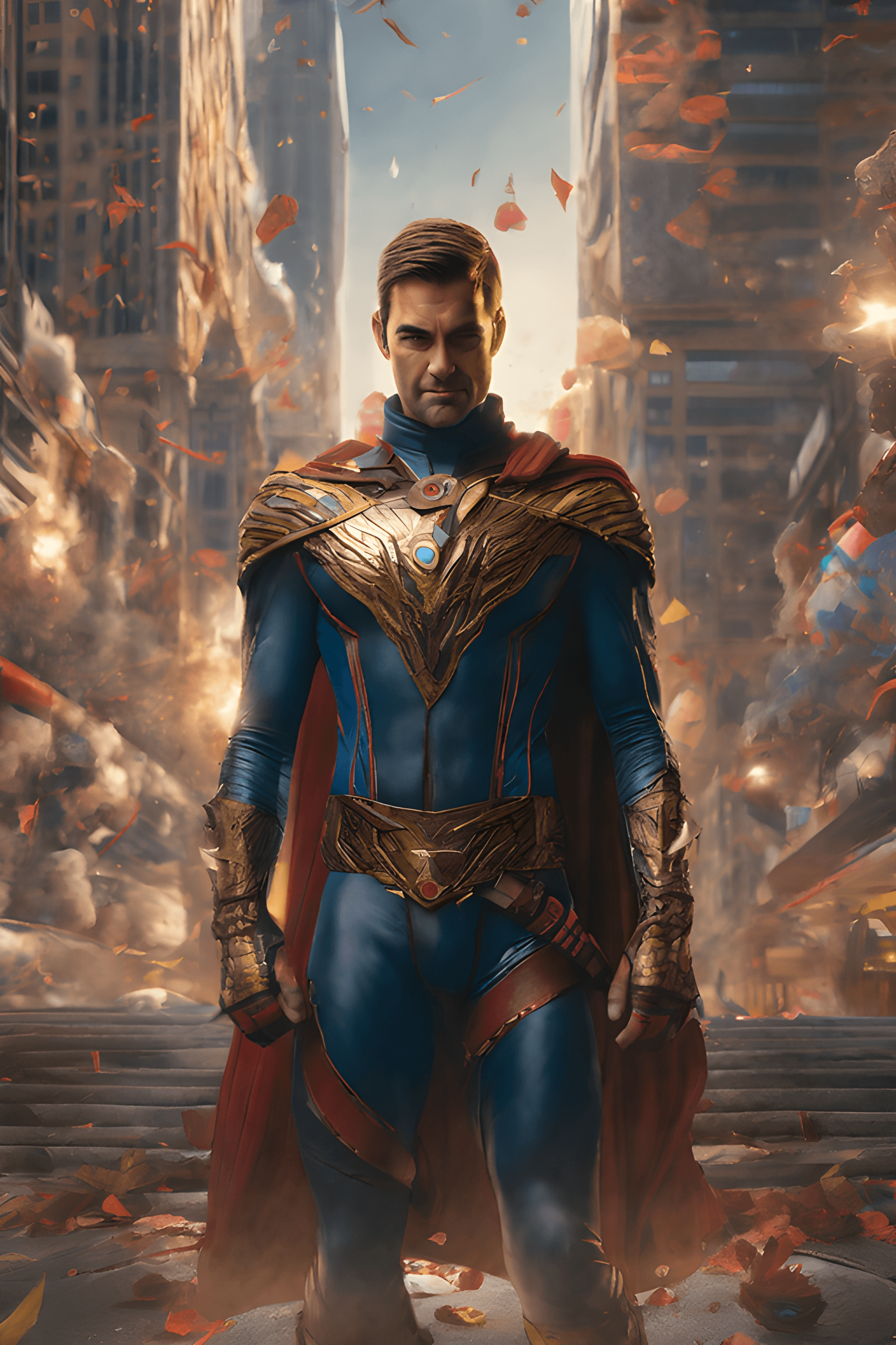 AI generated: Antony Starr is Homelander from the series The Boys ,,uhd photorealisitc, shoulders, intricate detai...