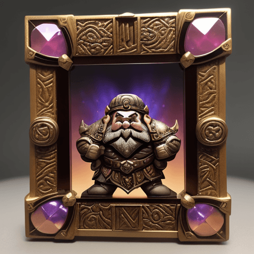AI generated: dungeons and dragons token frame, dwarven themed, square frame with dwarven aspects, warhammer, rock...