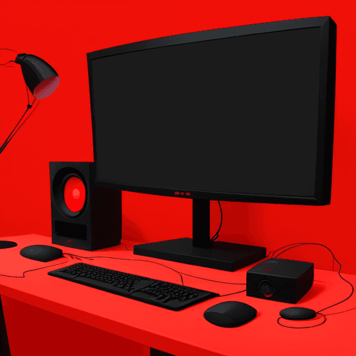 AI generated: cartoon, symple, setup, red theme