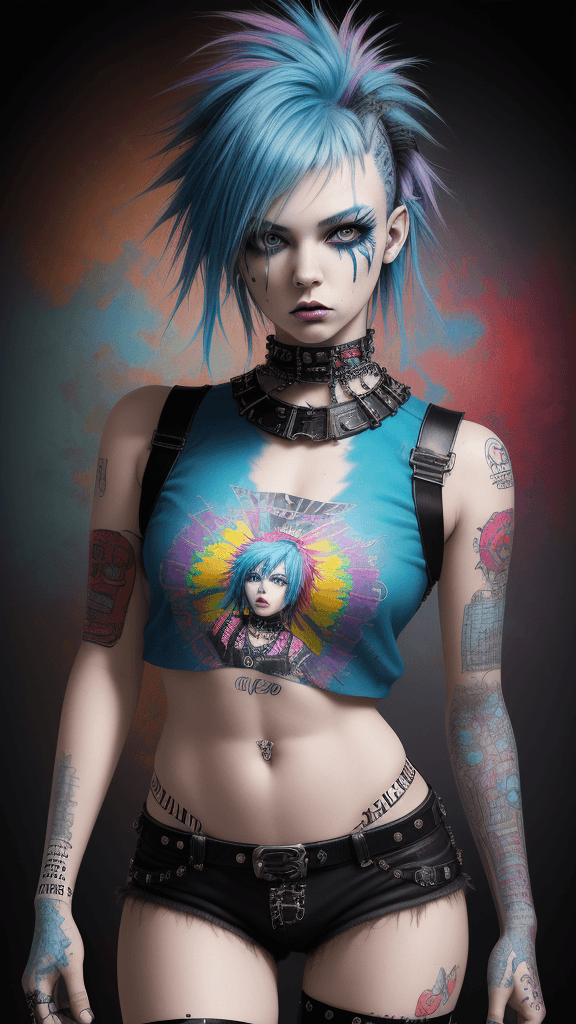 AI generated: (Masterpiece, Top Quality, Best Quality, Official Art, Punk Beauty and Aesthetics: 1.2), (1 Punk Gir...