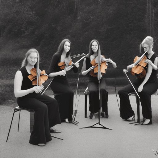 AI generated: String quartet 2 violins, 1 viola and 1 cello played by four women in the forties