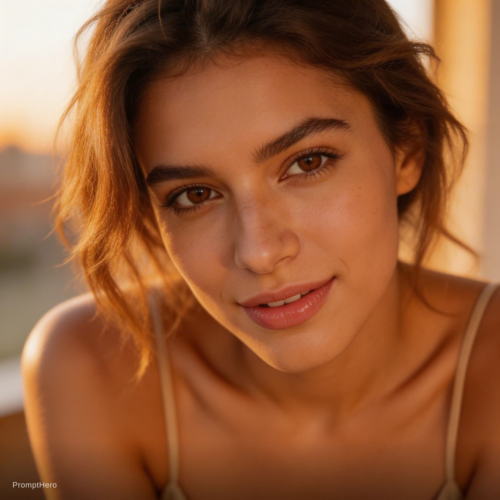 AI generated: same girl, consistent face, young Turkish woman, 22-25 years old, soft brunette hair, light brown ha...
