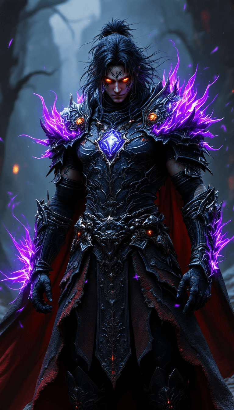 AI generated: final fantasy, male, warrior, fantasy big beautifull full body fantasy rpg armor with extrem many de...