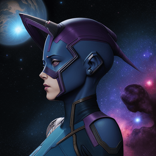 AI generated: Nebula (Marvel Character)::planet in the background --v 4 --q 2 --ar 9:16, SAI Pixel Art