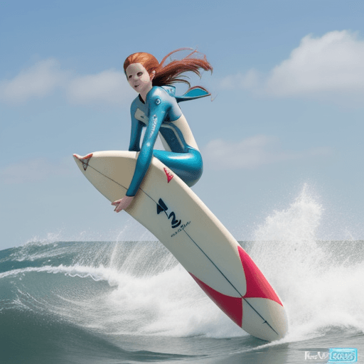 AI generated: Holland Novak from eureka seven surfing on ocean waves 