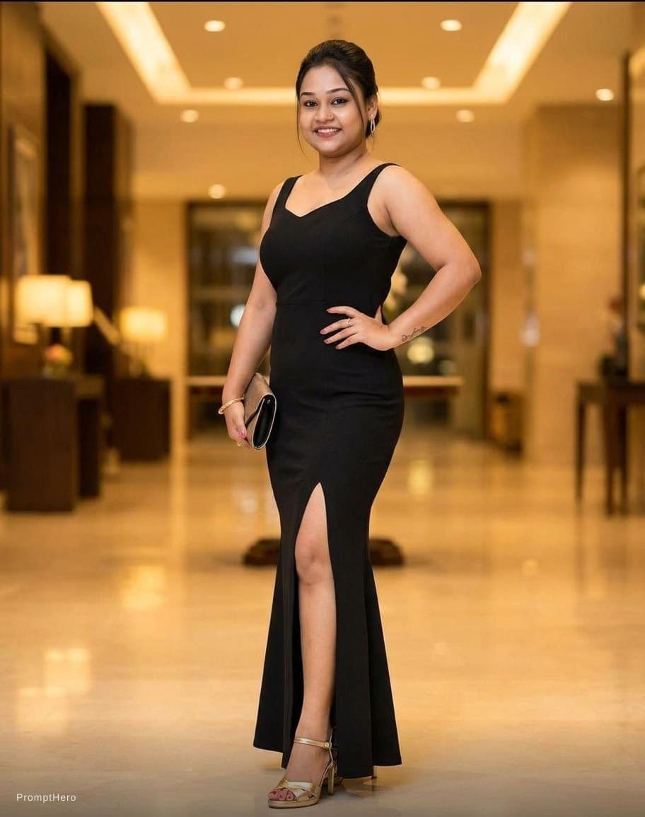 AI generated: Curvy busty hot Indian bhabi with hour glass shape figure extremely hot in babydoll lingirie and hig...