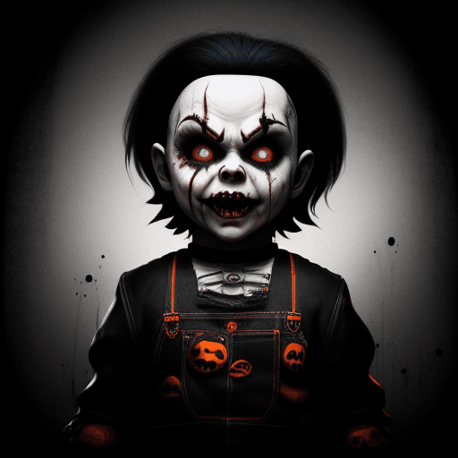 AI generated: drake artist , chucky horror character music minor D Halloween render, 8k
