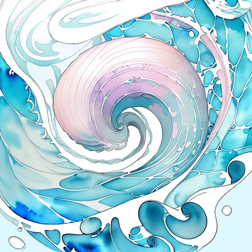 AI generated: A cool and elegant brand logo featuring a shell drawn with architectual outlines
. Add water waves. ...