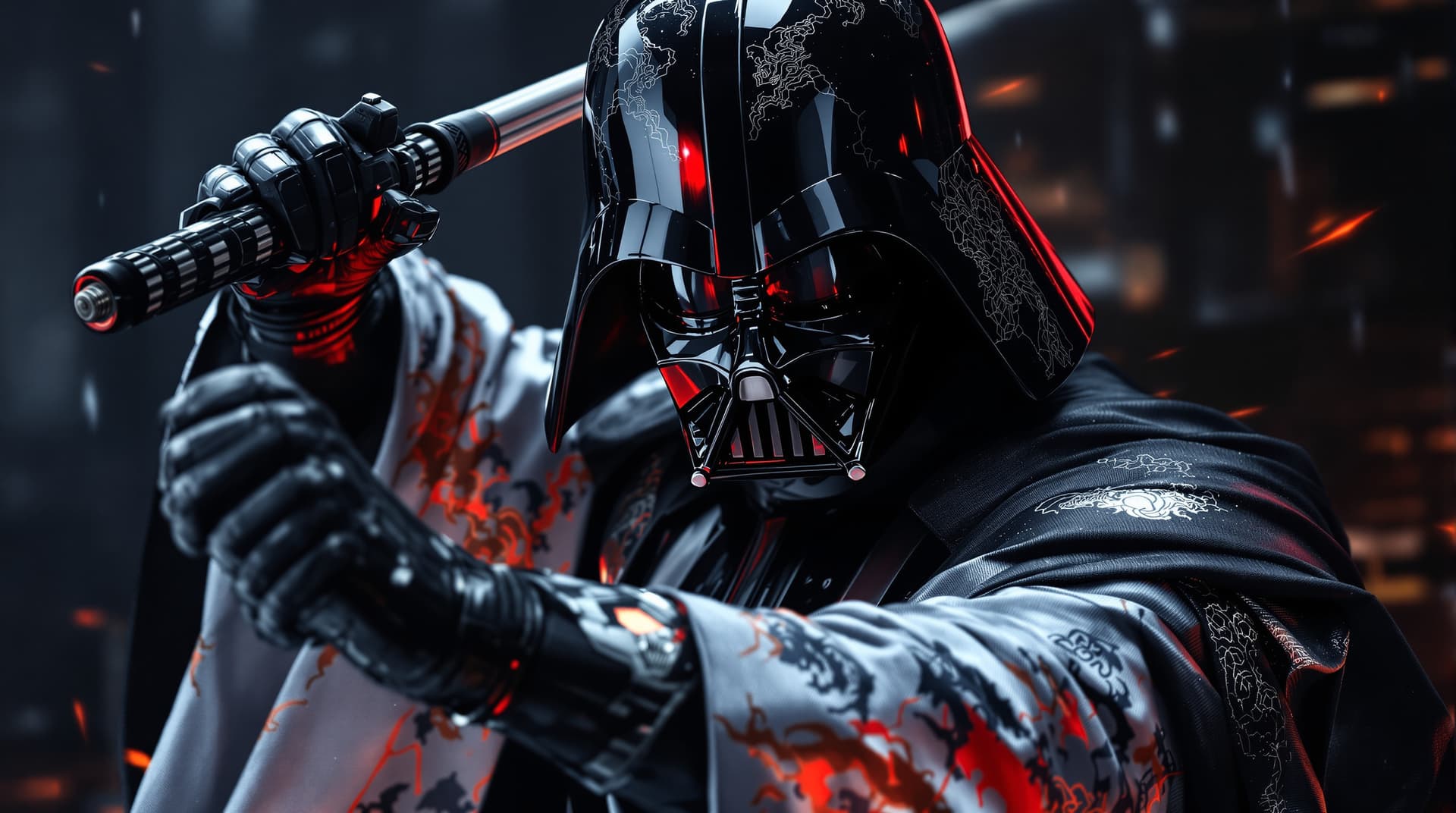 AI generated: image is a high-resolution,spectacular   Star Wars perfect cinematic portrait with a Japanese feudal...