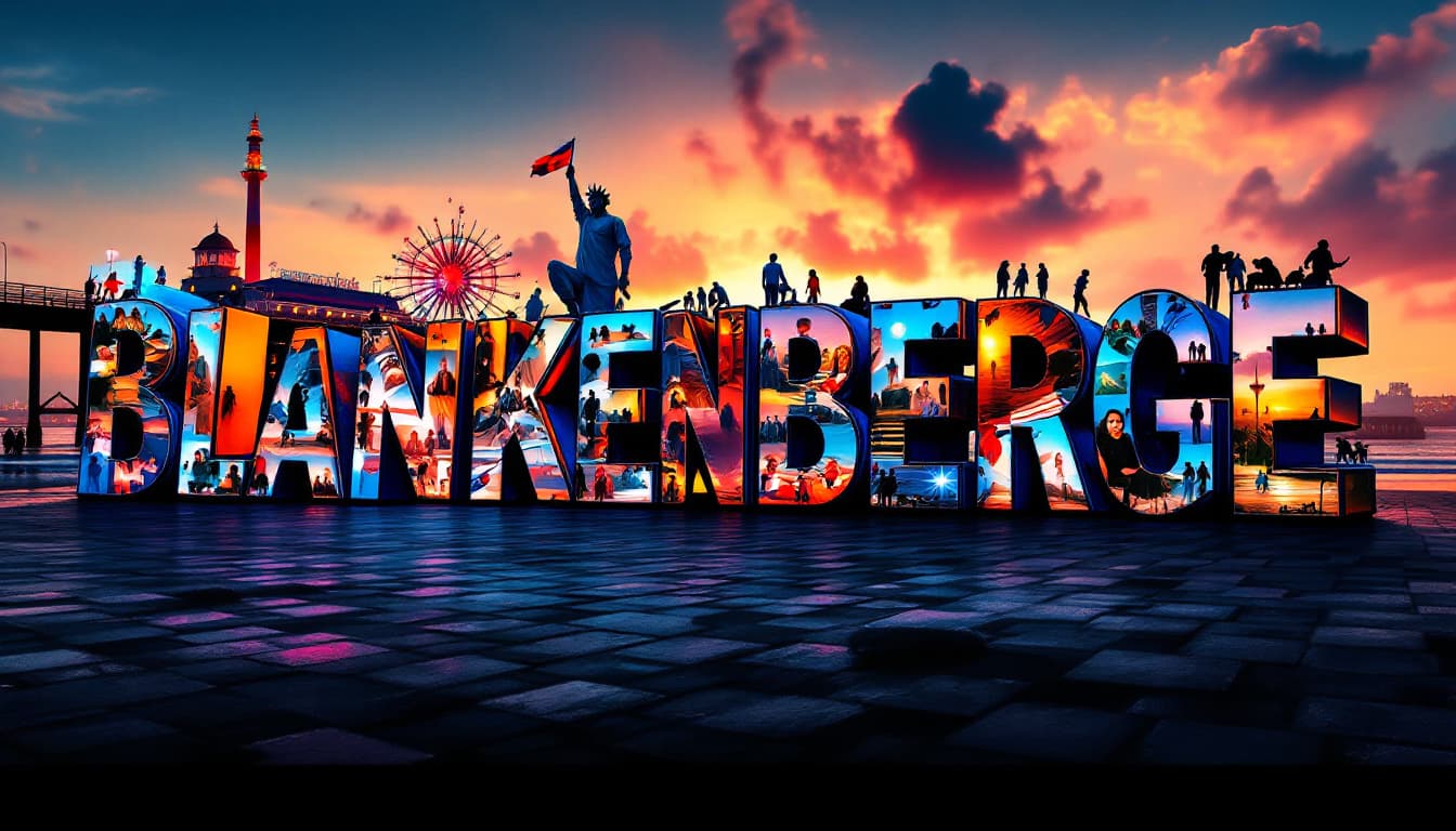 AI generated: A striking, high-contrast cinematic photo-style vertical collage that captures the essence of Blanke...