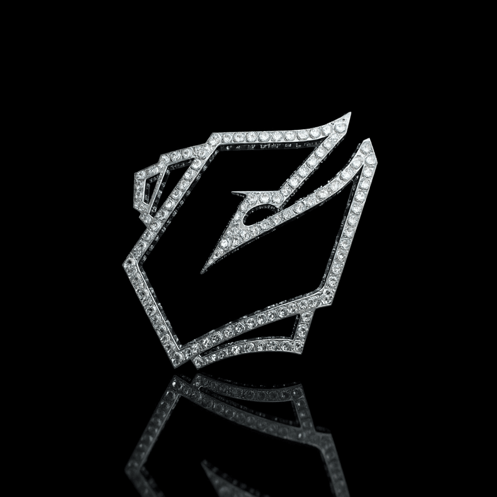 AI generated: CREATE A 3D PRESENTATION OF THIS BIG BLING BLING LOGO ICED OUT, HQ, HEAVY, BLACK BACKGROUND, REFLEXI...