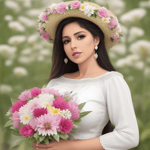 AI generated: mujer hermosa llenos de flores de diferentes flores
