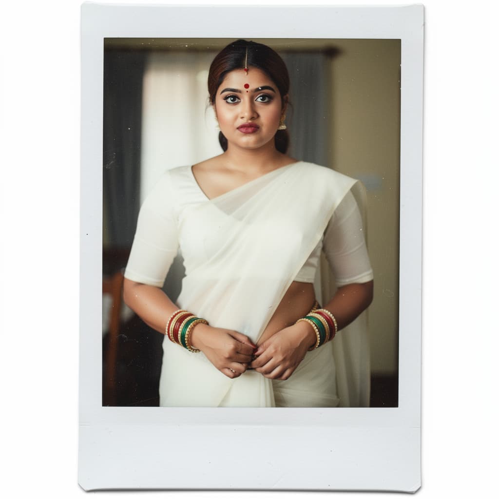 AI generated: Nayanthara biting her lip, 18-21 years old, brown hair, Indian hair style, saree,trying to removing ...