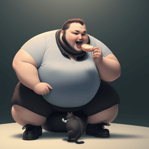 AI generated: a fat man eating a cat 
render, 8k