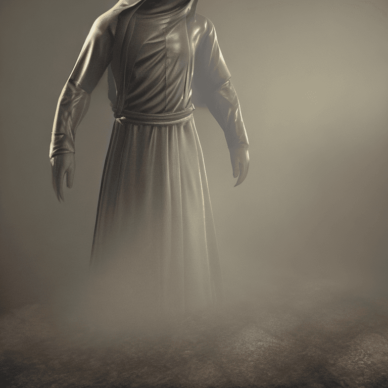 AI generated: Dark assassin. Hood. in the night. flowing fog. realistic depiction of dim light and shadow, fresnel...