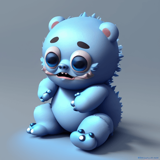 AI generated: 3d image, cute bleu Monster style baby bear ,the character is whole, white background, in the style ...