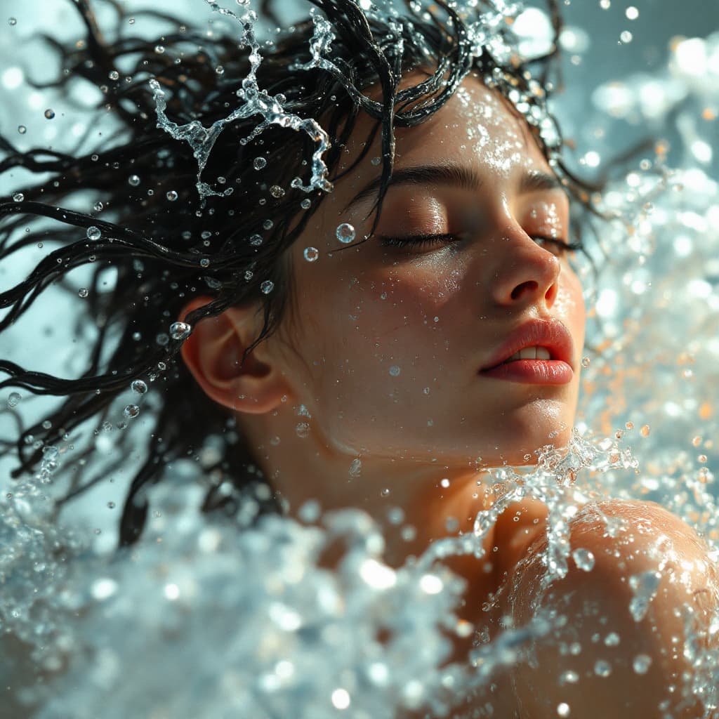 AI generated: Water texture for autodesk animation female genesis 2015, water texture for hair, in the style of ho...