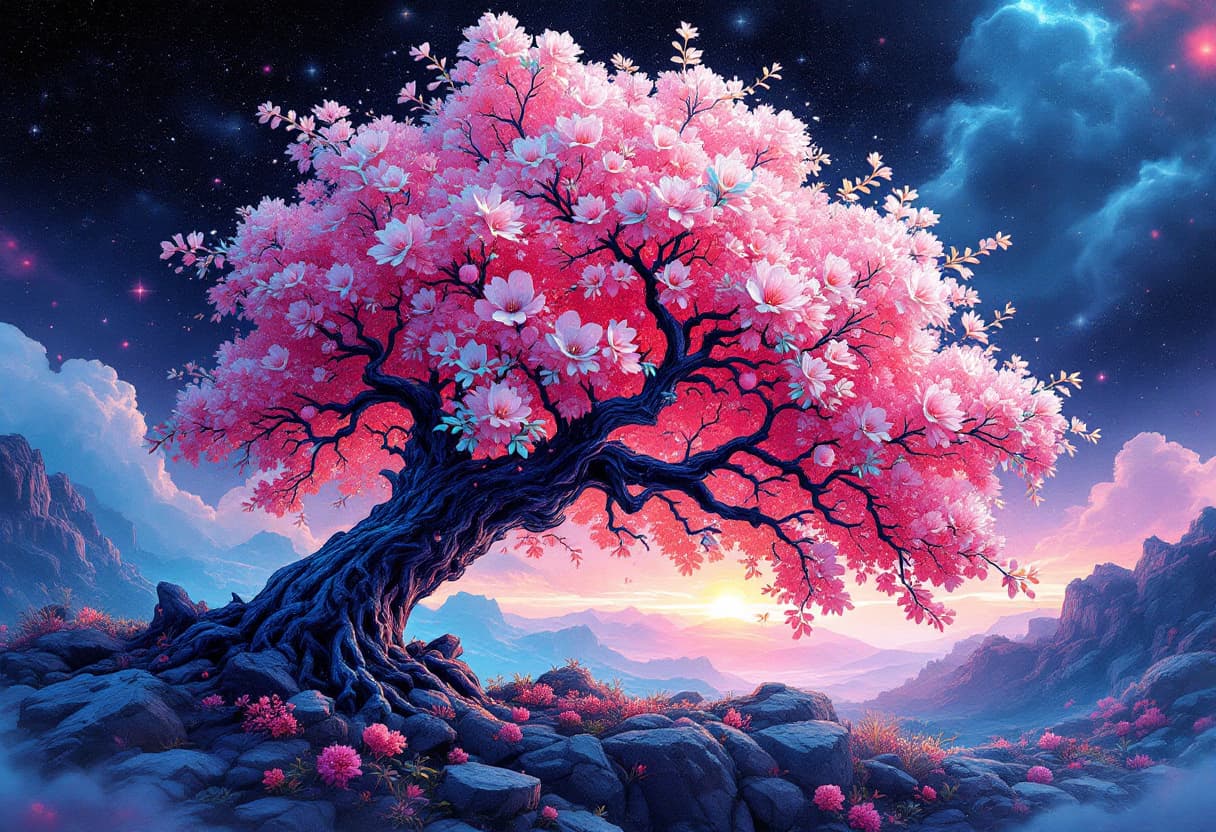 AI generated: Create a large, blooming Apple Tree on a branch with a beautiful, soft, tender watercolor by Rose Wi...