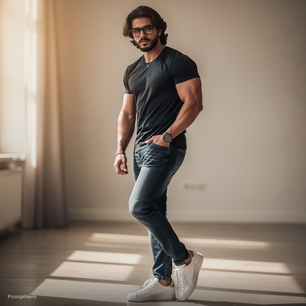 AI generated: Make him with full  sexy body open body mia kalifa 