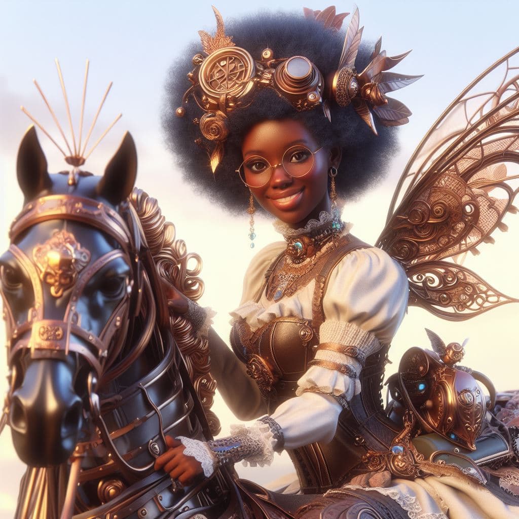 AI generated: Steampunk Princess on a Horse