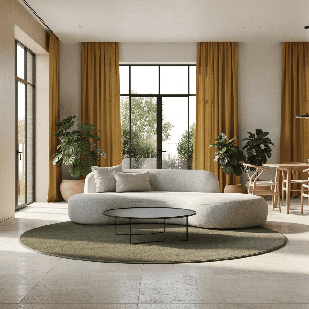 AI generated: Modern minimalist living room interior
contemporary Scandinavian style, warm neutral palette, biophi...