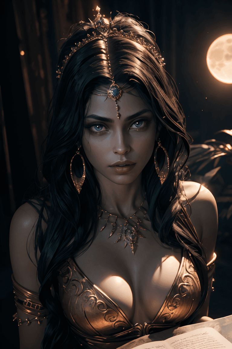 AI generated: queen of the damned, night, moonlight, (((masterpiece:1 0))), (hyperrealism:1 5), High Detail RAW co...