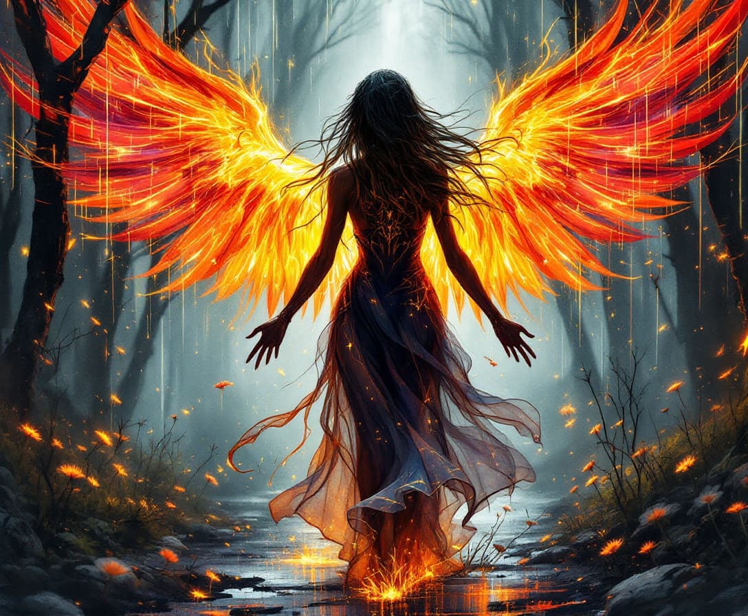 AI generated: ((("DARK PHOENIX")))Dark Fantasy steampunk character font text, page sketch, hand-painted, descripti...
